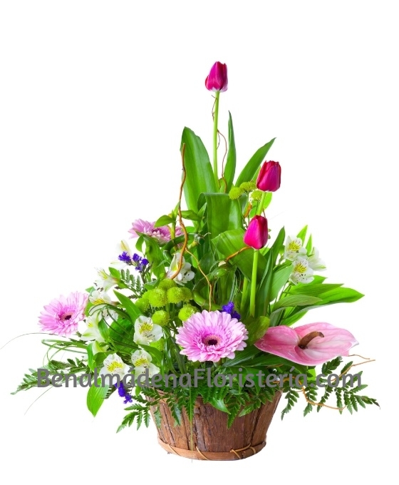 Cesta de Flores Rosadas