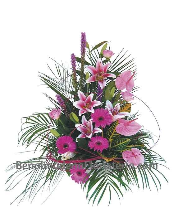 Centro de flores rosa