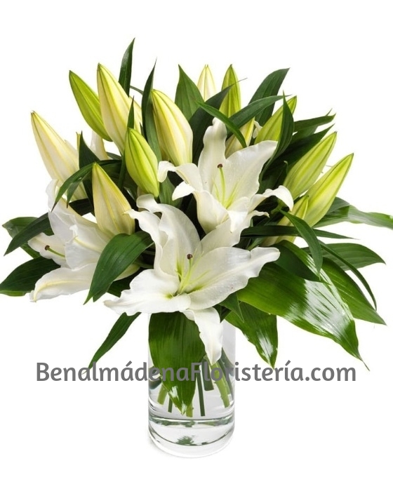 Jarrrón de cristal con liliums